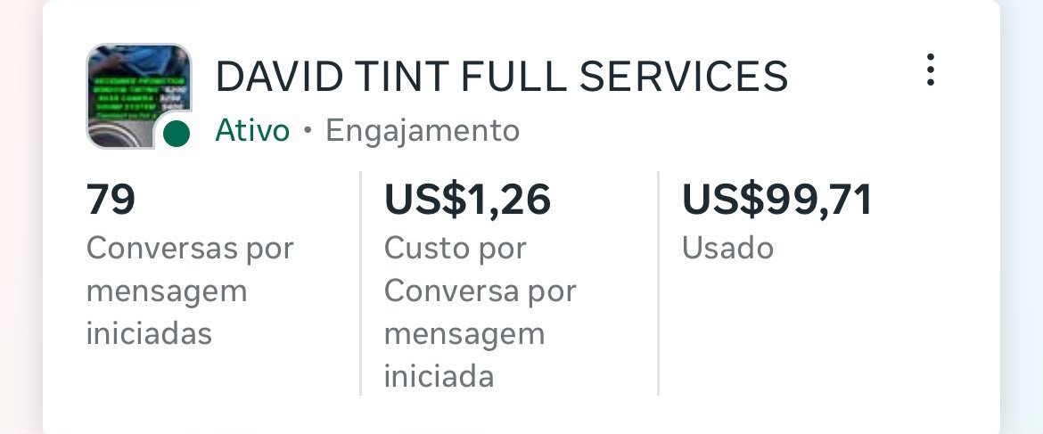 Meta Ads results for David Car Service: 79 conversations at $1.26 each, $99.71 spent